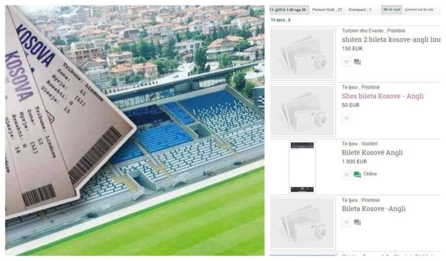 Çmenduri totale, biletat për ndeshjen Kosovë - Angli dalin në 'MerrJep', një kushton një mijë euro