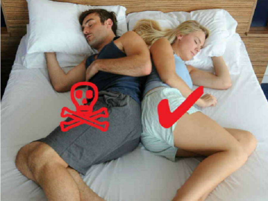 Kjo foto përmbledh të gjitha rreziqet e të fjeturit në anën e djathtë dhe përfitimet e anës së majtë