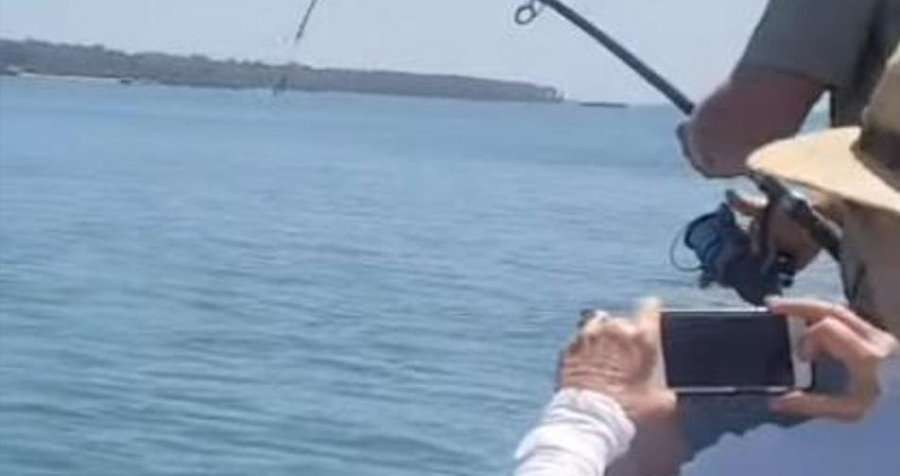 Mendoi se kishte kapur peshk të madh, por ajo që nxori nga uji e shtangu (Video)
