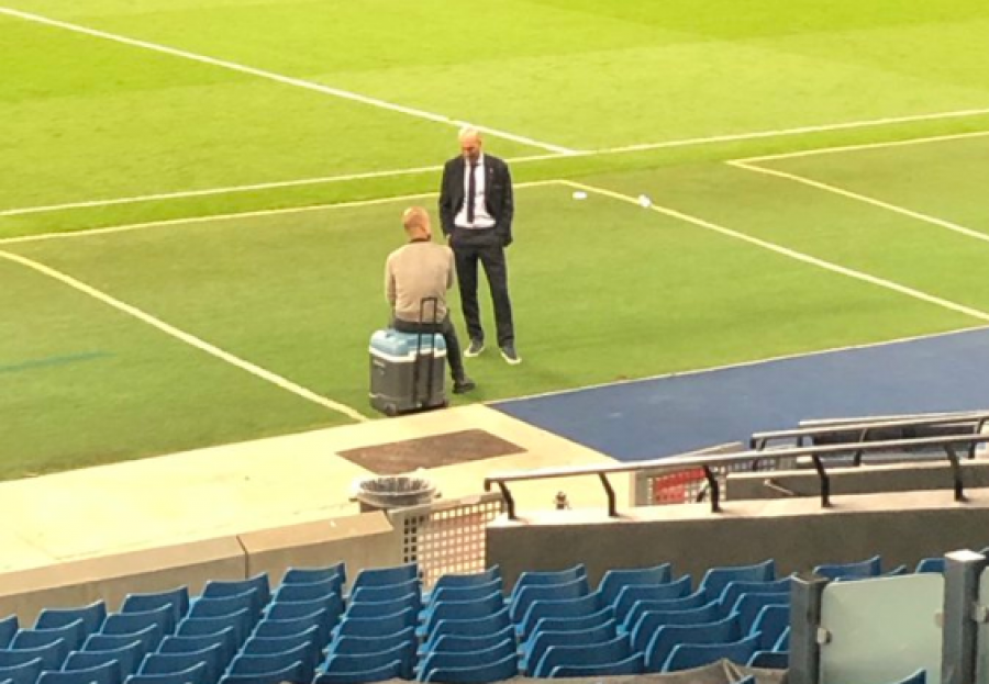Pas ndeshjes Man City - Real Madrid, Guardiola dhe Zidane 'kapen' së bashku në një bisedë shoqërore