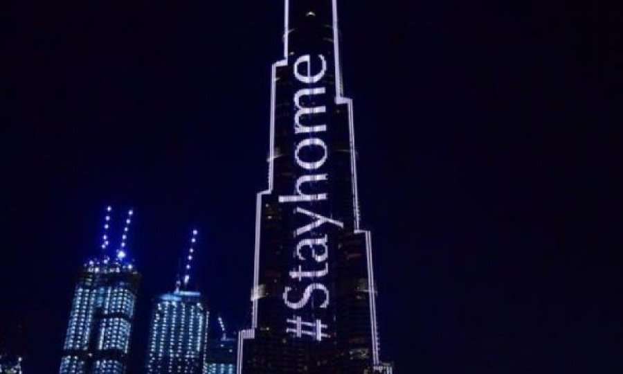 Burj Khalifa ndriçohet me mesazhe për koronavirusin edhe në gjuhën shqipe