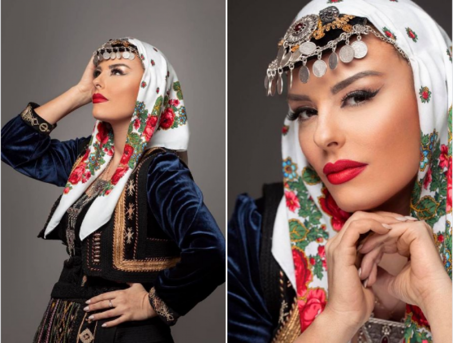 Eurovisioni publikon setin fotografik të Anxhelës me veshje kombëtare (Foto)