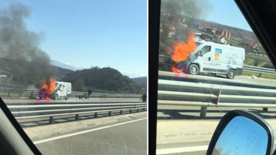 Vetura që u përfshi nga flakët në autostradën “Ibrahim Rugova” po transportonte para