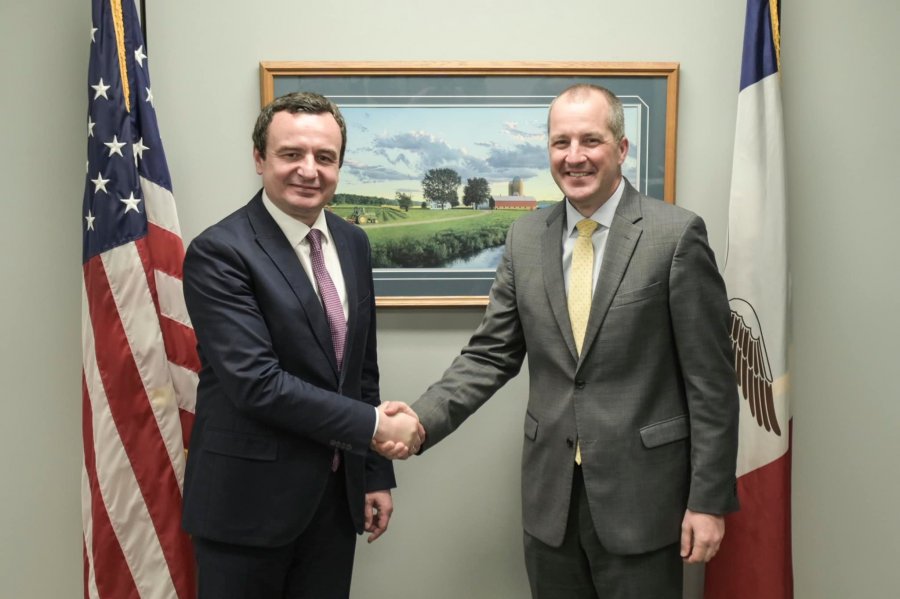Kurti për vizitën në Iowa: Kosova shembull i avancimit të partneritetit ndërshtetëror
