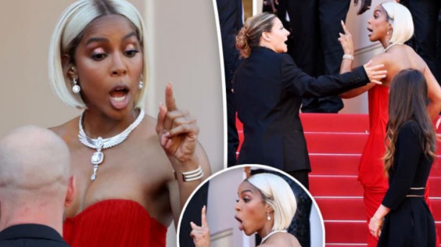 Moment i sikletshëm në Kanë, këngëtarja Kelly Rowland shihet duke qortuar një roje sigurie