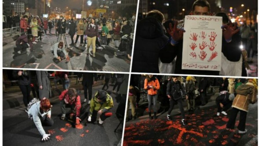 Sërish protesta në Novi Sad, qytetarët thërrasin: Vuçiq, duart i ke të përgjakura