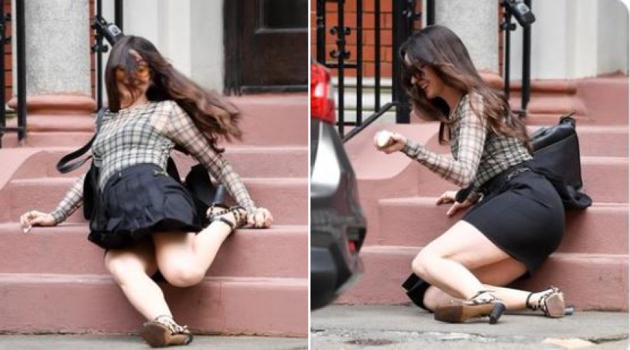 Humb ekuilibrin, aktorja Anne Hathaway rrëzohet gjatë xhirimeve të komedisë “The Devil Wears Prada 2”