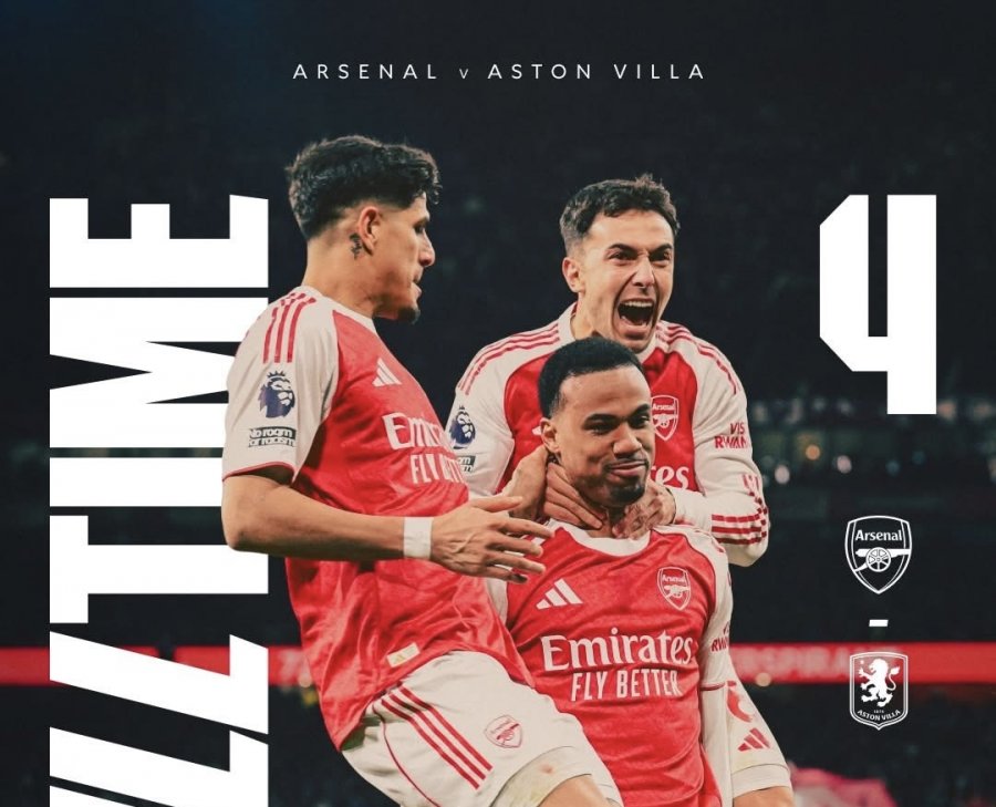 Arsenali fiton thellë ndaj Aston Villas