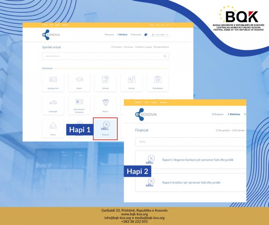 BQK-ja shton dy shërbime financiare në platformën shtetërore eKosova