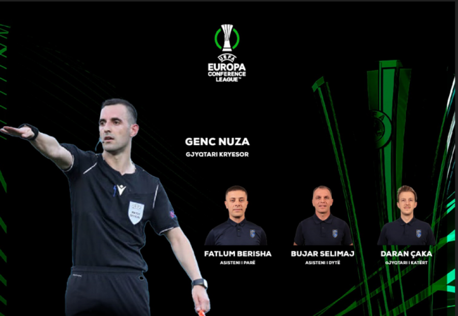 UEFA delegon Genc Nuzën dhe Mervan Bejtullahun si gjyqtarë kryesorë në ndeshjet e rundit të dytë në Ligën e Konferencës
