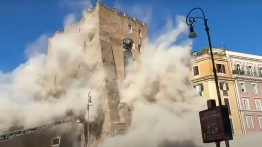 Shembet pjesërisht një kullë pranë Koloseut  katër persona të lënduar