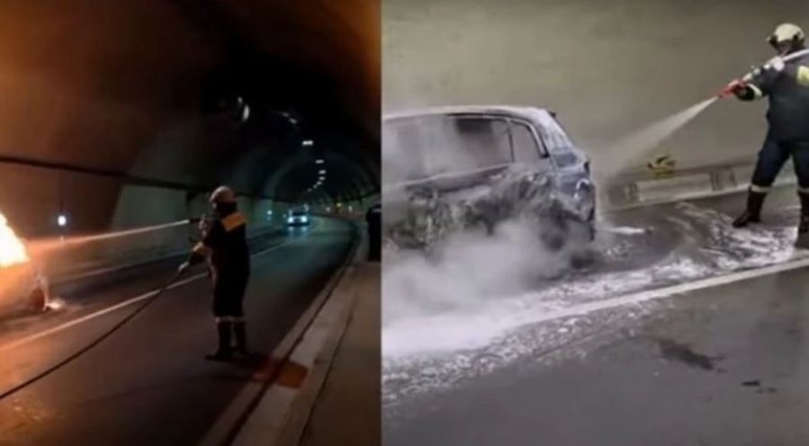 Shkrumbohet nga flakët vetura brenda tunelit në aksin Kardhiq-Delvinë në Gjirokastër [video]