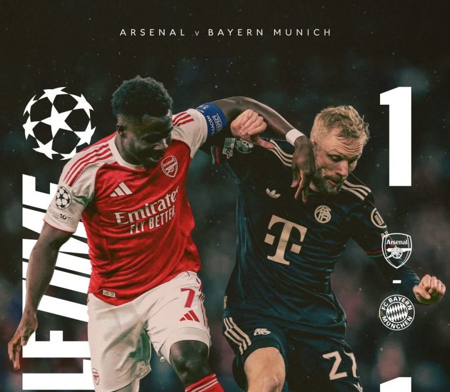 Mbyllet pjesa e parë baras mes Arsenalit dhe Bayern Munichut