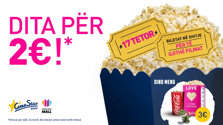 Ditë perfekte, bileta në kinema 2 euro, menu 3 euro! Të gjithë në CineStar me 17 Tetor!