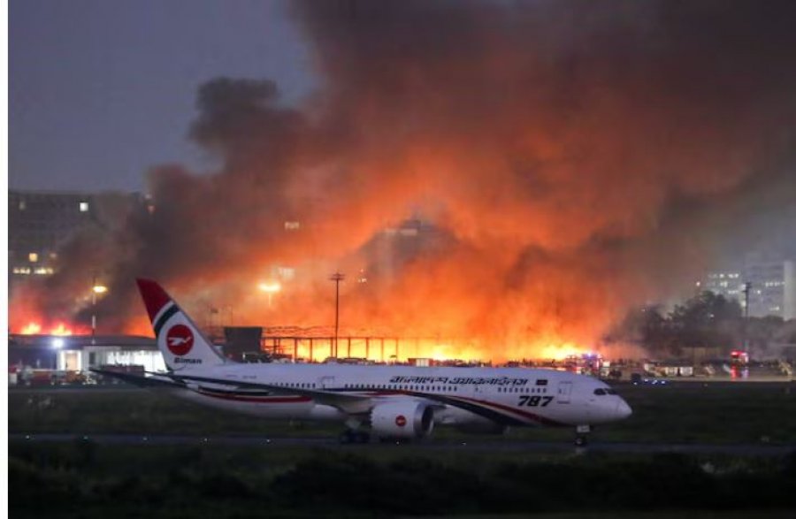 Zjarri që shpërtheu në aeroportin kryesor të Bagladeshit pengon eksportet e materialeve dhe rrobave