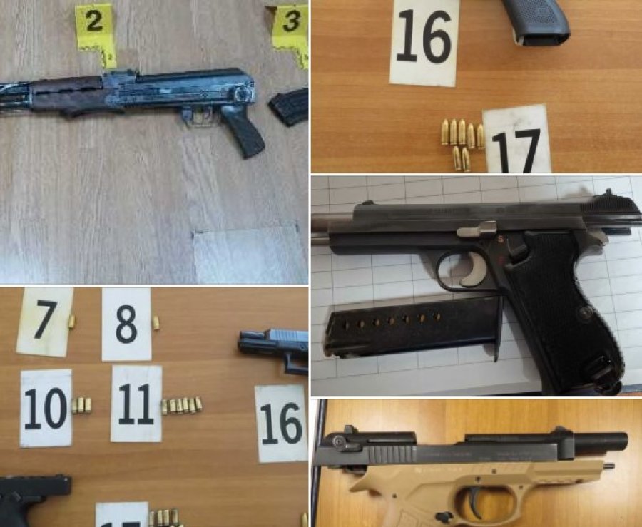 Të shtënat në gazmende familjare, policia në Prizren konfiskon AK-47 dhe 6 pistoleta