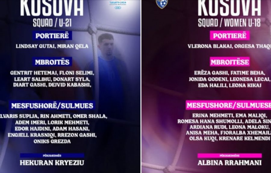 Kosova me dy ekipe kombëtare të futbollit në  Taranto 2026 