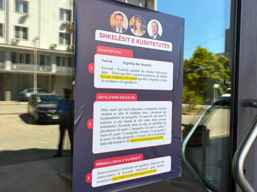 RDK ja vendos pankarta para Kuvendit  Tre shkelësit e Kushtetutës