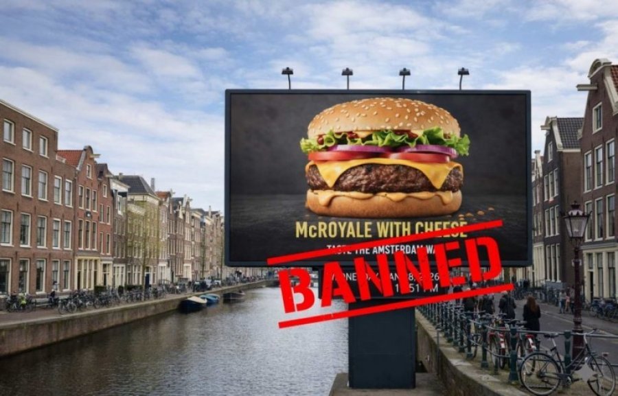 Amsterdami ndalon reklamat e mishit dhe lëndëve djegëse