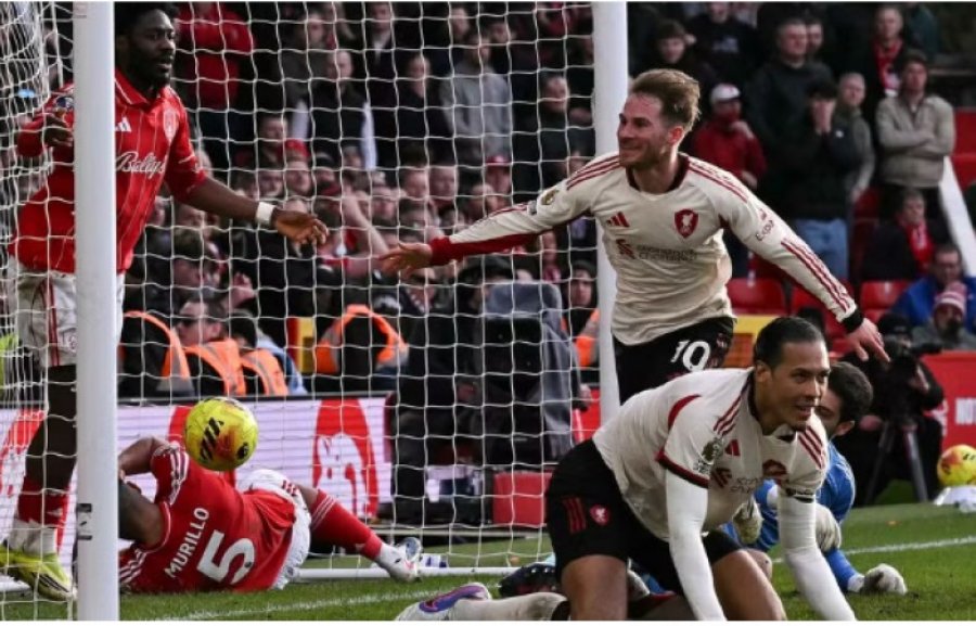 Liverpool fiton në sekondat e fundit ndaj Nottingham Forest