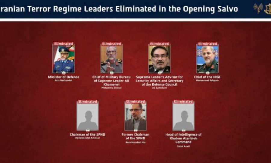 Ushtria izraelite: Avionët tanë eliminuan këta 7 zyrtarë të mbrojtjes iraniane, bota është më e mirë pa ta