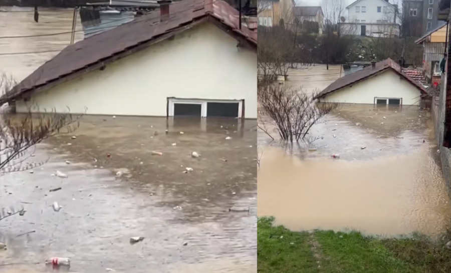 Rrugë të bllokuara dhe përmbytje në Gjakovë, uji arrin deri te dritaret e shtëpive