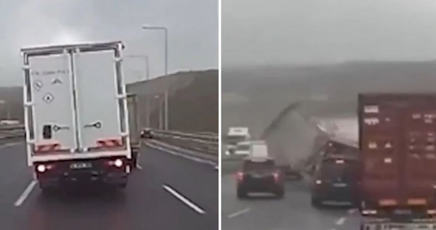 Pamje të reja nga stuhia në Turqi   kamionët përmbysen  çatitë fluturojnë  video 