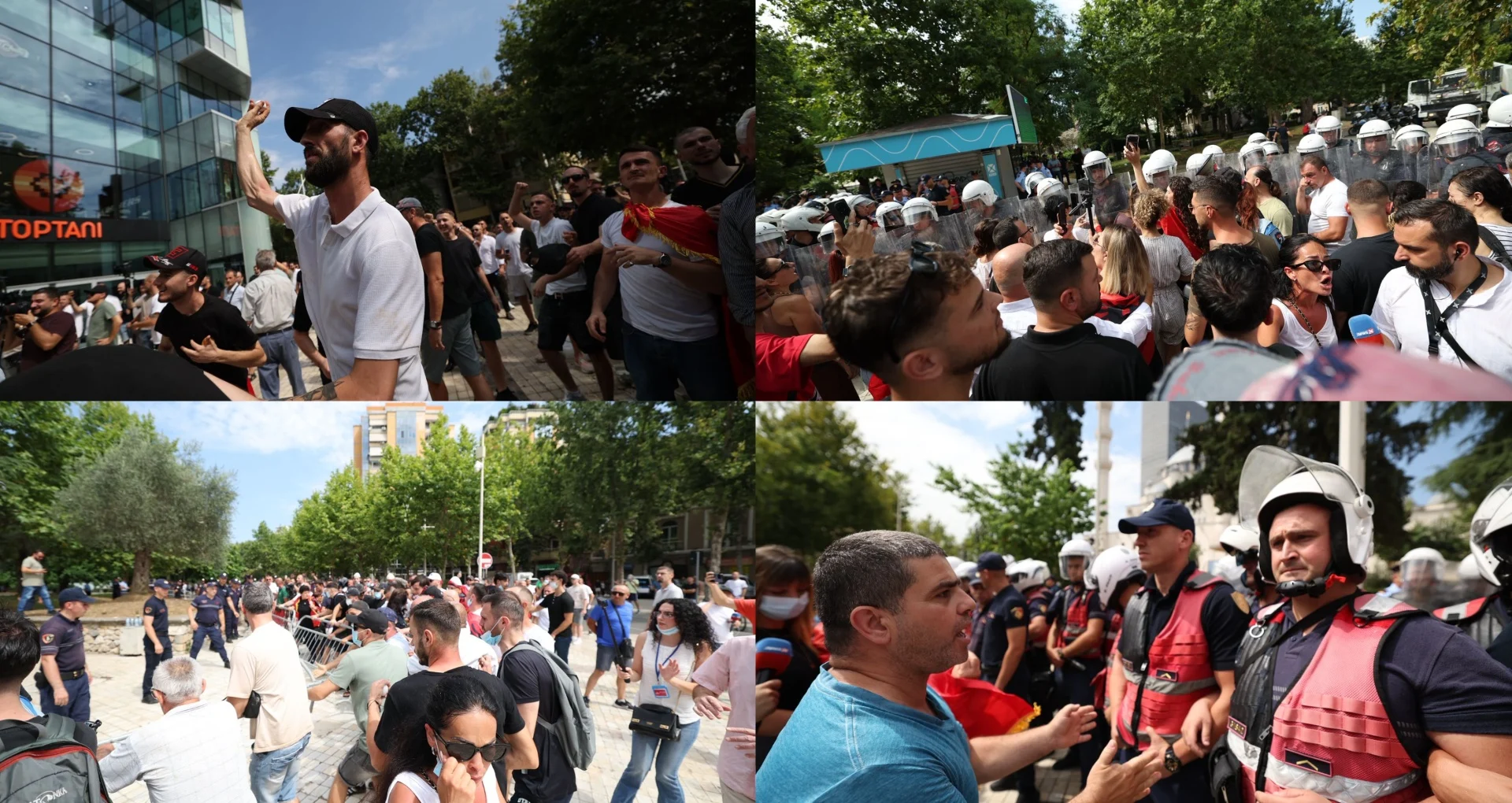 Protestuesit në Tiranë përplasen me policinë te Parlamenti, tre policë të lënduar, disa të arrestuar