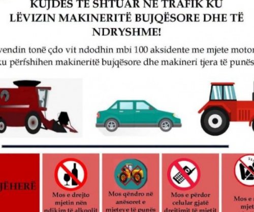 Policia apelon për kujdes në trafik gjatë sezonit të punëve bujqësore