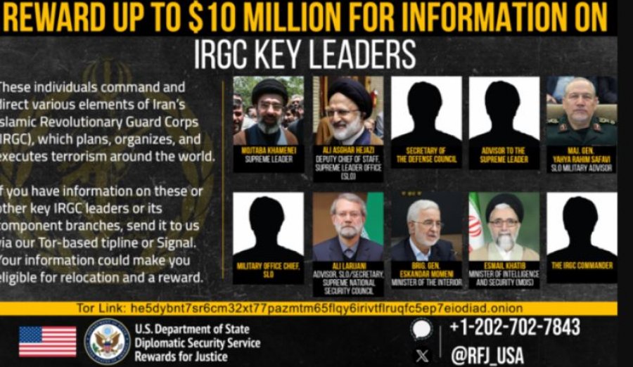 SHBA ja ofron 10 milionë dollarë për informacion mbi udhëheqësit kryesorë iranianë