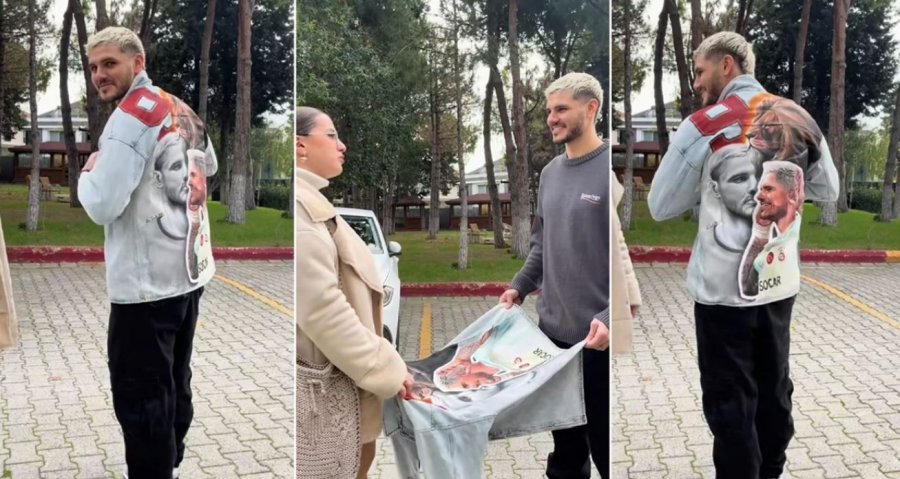 Artistja nga Kosova befason Mauro Icardin - futbollisti mahnitet me talentin shqiptar ndërsa pranon dhuratën e veçantë nga ajo