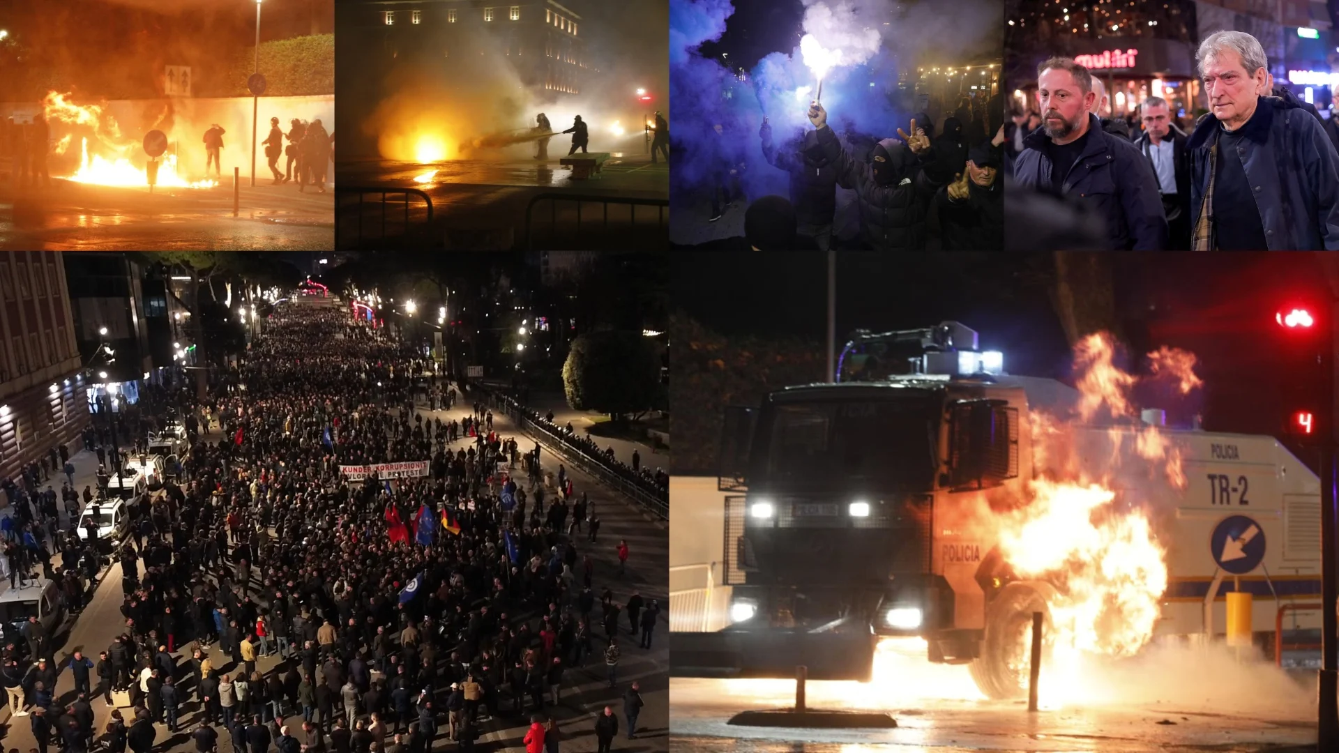 Protesta e PD-së në Tiranë, gjashtë policë dhe Sali Berisha mbetën të lënduar