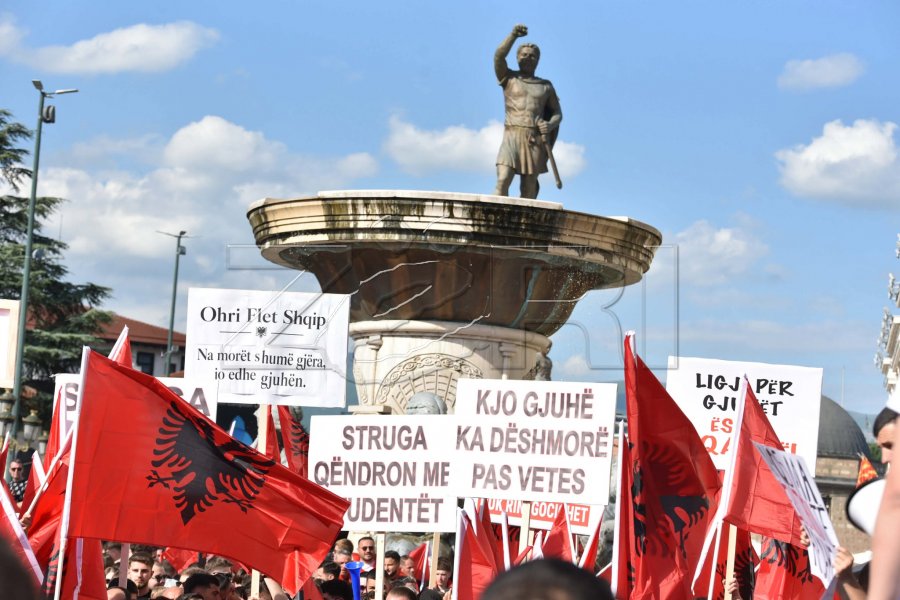 “Gjuha shqipe është amanet”, studentët shqiptarë brohorasin njëzëri në Shkup