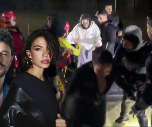 Murat Boz dhe Demet Ozdemir shpëtohen me varkë, pasi u bllokuan nga përmbytjet alarmante në Stamboll