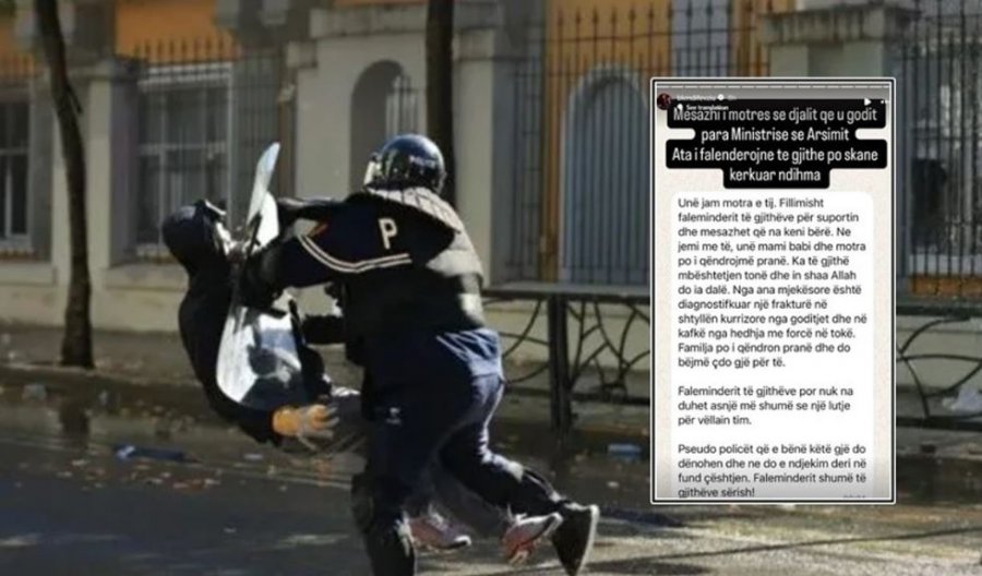 Motra e studentit që policia e përplasi në asfalt: Vëllai im pësoi fraktura në shtyllën kurrizore dhe në kafkë