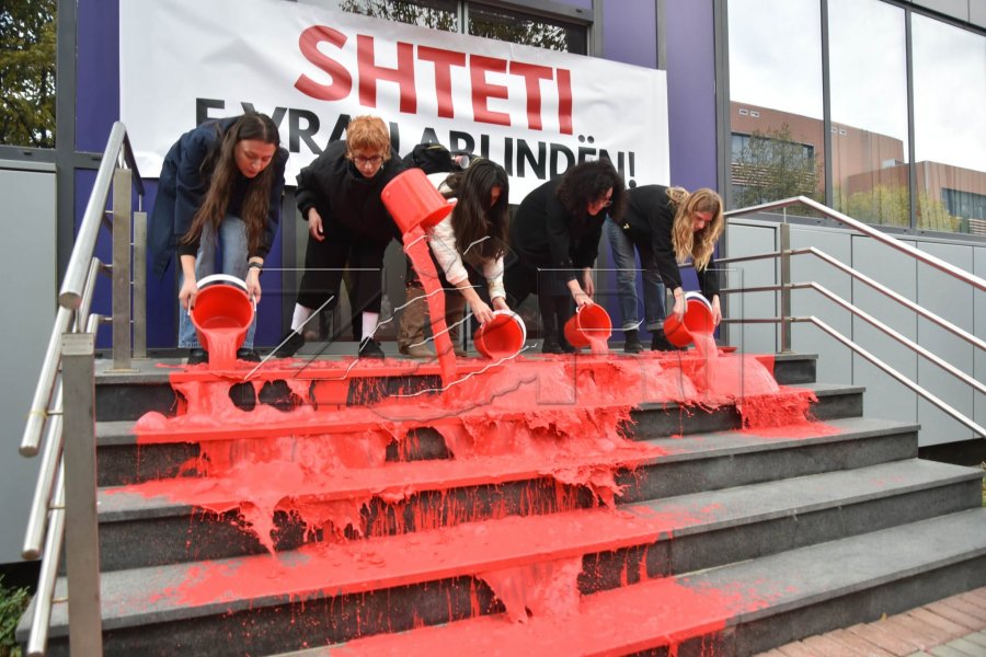 Aksion simbolik para Qeverisë për rastin e Arlinda Zekajt  QIKA  Ngjyra e kuqe akuzë  shteti duhet të japë llogari