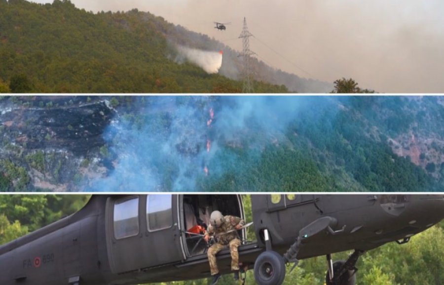 Në Shqipëri  4 vatra aktive zjarri  11 të shuar  angazhohen edhe dy helikopterë