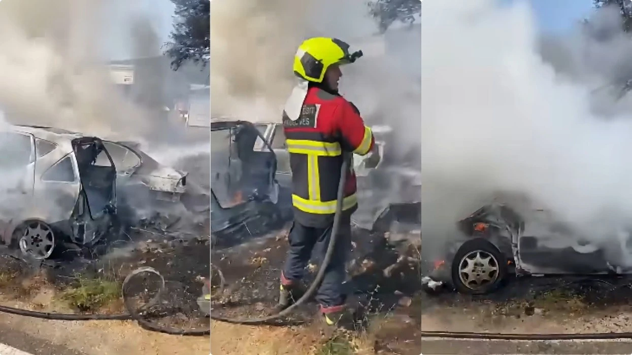 Disa vetura përfshihen nga zjarri në një punishte në Prizren  video 